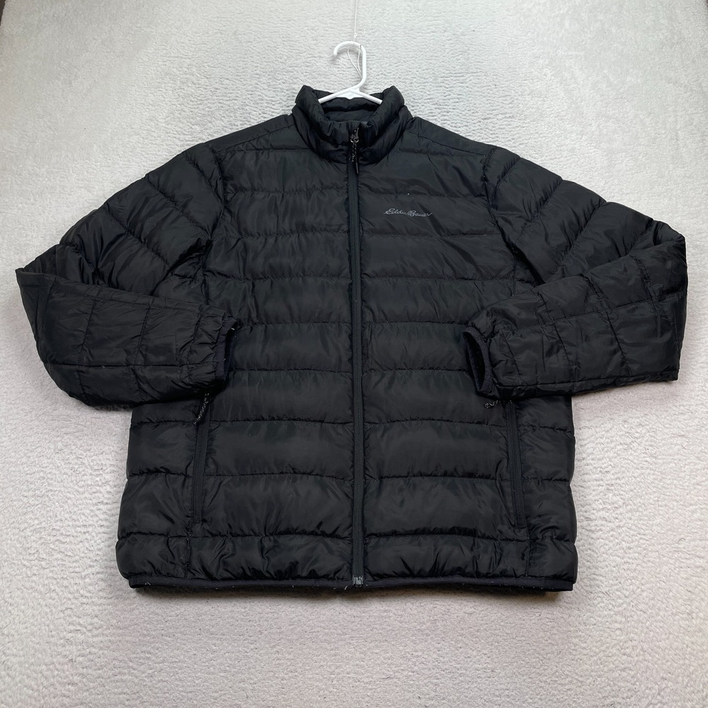 Eddie Bauer Puffer Jacket Men's Large EB650 Down Hooded Full Zip Packable